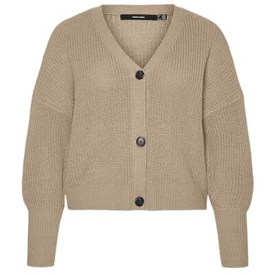 VERO MODA CURVE VMLEA LS V-hals manschett cardigan NOOS CUR, Nomad, M VERO MODA CURVE VMLEA LS V-hals manschett cardigan NOOS CUR, Nomad, M