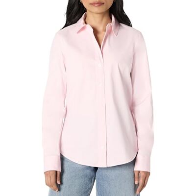 Amazon Essentials damklänning med normal passform stretch poplin skjorta med knappar, Ljusrosa, M Amazon Essentials damklänning med normal passform stretch poplin skjorta med knappar, Ljusrosa, M