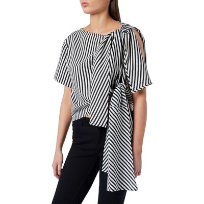 Pinko damer bellerofonte blus av jacquard, randig t-shirt, z1_vit/svart, medium, Z1_vit/svart, M Pinko damer bellerofonte blus av jacquard, randig t-shirt, z1_vit/svart, medium, Z1_vit/svart, M