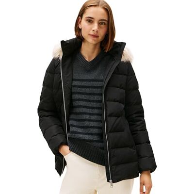 Tommy Hilfiger Dam MW DOWN SLIM JACKA MED FUR WW0WW47542 Puffer Jacka, Svart, XXL, svart (svart), XXL Tommy Hilfiger Dam MW DOWN SLIM JACKA MED FUR WW0WW47542 Puffer Jacka, Svart, XXL, svart (svart), XXL