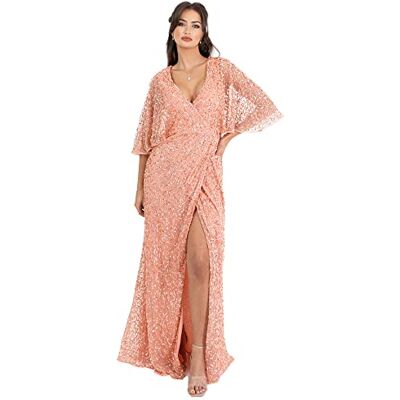 Maya Deluxe dam Womens Maxi Dress Ladies Sequin Embellished Wrap A-line Dress For Wedding Guest Bridesmaid Evening Prom Ball Occasion Klänning Maya Deluxe dam Womens Maxi Dress Ladies Sequin Embellished Wrap A-line Dress For Wedding Guest Bridesmaid Evening Prom Ball Occasion Klänning