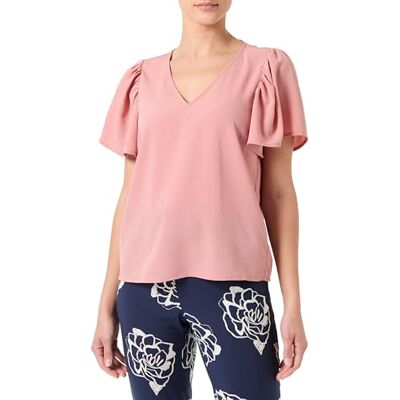 Vila Vimathilde S/S V-Neck Flounce Top/Ka, Gammal ros, 38 Vila Vimathilde S/S V-Neck Flounce Top/Ka, Gammal ros, 38