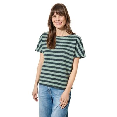 Cecil T-shirt med randig struktur, Matcha grön, L Cecil T-shirt med randig struktur, Matcha grön, L