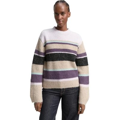 TOM TAILOR Denim damtröja, 39164 – Beige lila flerfärgad randig, XS TOM TAILOR Denim damtröja, 39164 – Beige lila flerfärgad randig, XS