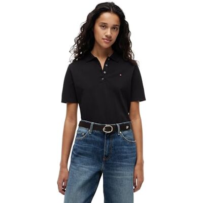 Tommy Hilfiger dam 1985 REG Pique Polo SS WW0WW43224 S/S Polo, svart, XS, svart (svart), XS Tommy Hilfiger dam 1985 REG Pique Polo SS WW0WW43224 S/S Polo, svart, XS, svart (svart), XS