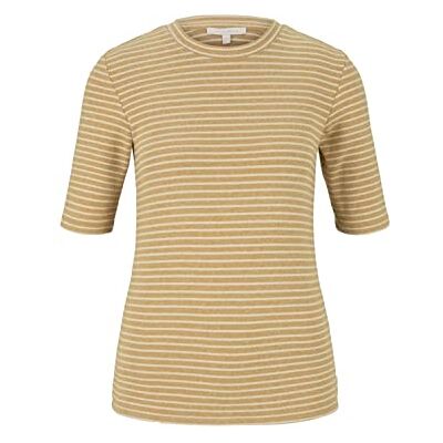 TOM TAILOR Denim Damer Randig T-shirt 1027257, 27597 Camel Beige Stripe, XS TOM TAILOR Denim Damer Randig T-shirt 1027257, 27597 Camel Beige Stripe, XS