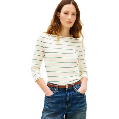 Tommy Hilfiger Dam Slim Cody Boat-Nk 3/4Slv Ww0Ww40589, vit, XS Tommy Hilfiger Dam Slim Cody Boat-Nk 3/4Slv Ww0Ww40589, vit, XS