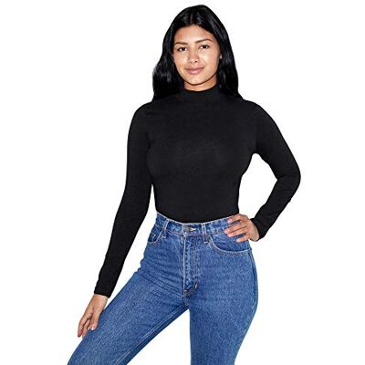American Apparel Damer bomull spandex långärmad sköldpadda skjorta American Apparel Damer bomull spandex långärmad sköldpadda skjorta
