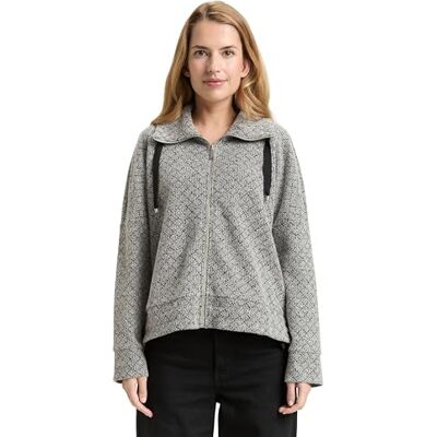 TOM TAILOR dam sweatjacka, 39179 – svart vit argyle struktur, XXL TOM TAILOR dam sweatjacka, 39179 – svart vit argyle struktur, XXL