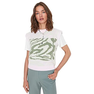 Trendyol Jacquard stickad tröja för kvinnor, pulver, S, pulver, S Trendyol Jacquard stickad tröja för kvinnor, pulver, S, pulver, S