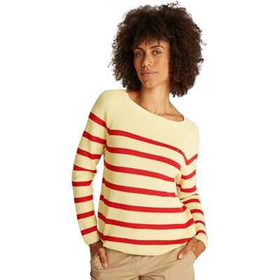 Tommy Hilfiger Dam CO CARDI FINA GG LS BOAT-NK SWT WW0WW44975, vit, XS, Vit (vit rand 12), XS Tommy Hilfiger Dam CO CARDI FINA GG LS BOAT-NK SWT WW0WW44975, vit, XS, Vit (vit rand 12), XS