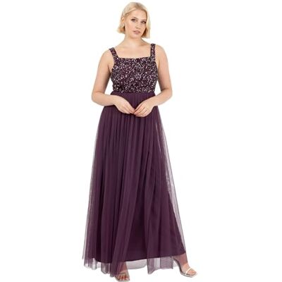Maya Deluxe dam damer maxi breda remmar ärmlös fyrkantig hals utsmyckad för bröllop gäst bal brudtärna klänning bär storlek 12, Bär, 38 SE Maya Deluxe dam damer maxi breda remmar ärmlös fyrkantig hals utsmyckad för bröllop gäst bal brudtärna klänning bär storlek 12, Bär, 38 SE
