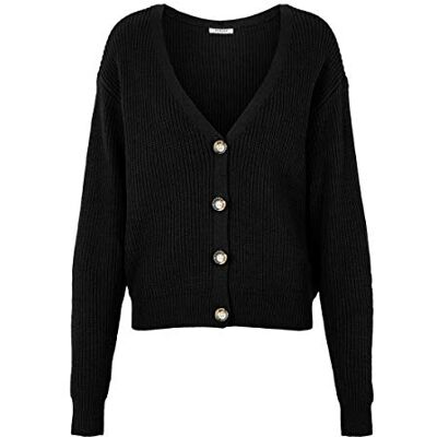 PIECES Dam Pckarie Ls stickad cardigan noos tröja, Svart (svart svart), XS PIECES Dam Pckarie Ls stickad cardigan noos tröja, Svart (svart svart), XS