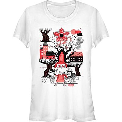 Stranger Things Dam röd svart kortärmad t-shirt, vit, XXL, Vit, XXL Stranger Things Dam röd svart kortärmad t-shirt, vit, XXL, Vit, XXL