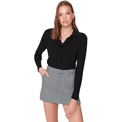 Trendyol Dam polokrage vanlig tröja sweatshirt, svart, S, Svart Trendyol Dam polokrage vanlig tröja sweatshirt, svart, S, Svart