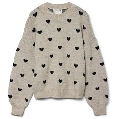 VERO MODA Awheart Ls O-hals stickad Noos, Plaza mullvaden, XS VERO MODA Awheart Ls O-hals stickad Noos, Plaza mullvaden, XS