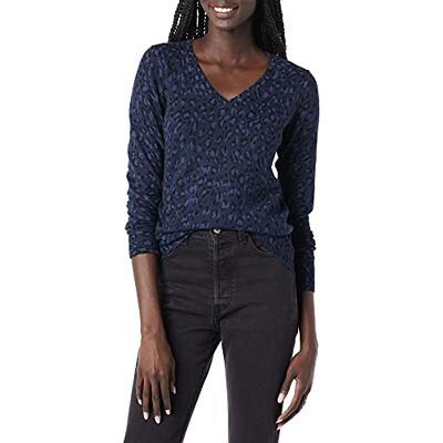 Amazon Essentials dam klassisk passform lätt långärmad v-ringad tröja (finns i plusstorlek), svart marinblå gepard, XX-Large Amazon Essentials dam klassisk passform lätt långärmad v-ringad tröja (finns i plusstorlek), svart marinblå gepard, XX-Large