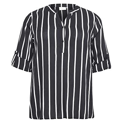 Kaffe Curve dam Plus storlek skjorta långärmad blus, svart/kalkrande, 50 Kaffe Curve dam Plus storlek skjorta långärmad blus, svart/kalkrande, 50