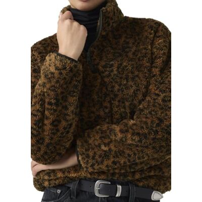 Levi's Gemma Sherpa 1/4 dragkedja Annessa Leopard Ant Levi's Gemma Sherpa 1/4 dragkedja Annessa Leopard Ant