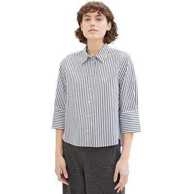 TOM TAILOR damblus, 34794 – marinblå vit vertikal remsa, 38 TOM TAILOR damblus, 34794 – marinblå vit vertikal remsa, 38