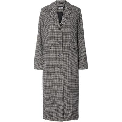 PIECES Pcjadine Long Check Coat, svart, S PIECES Pcjadine Long Check Coat, svart, S