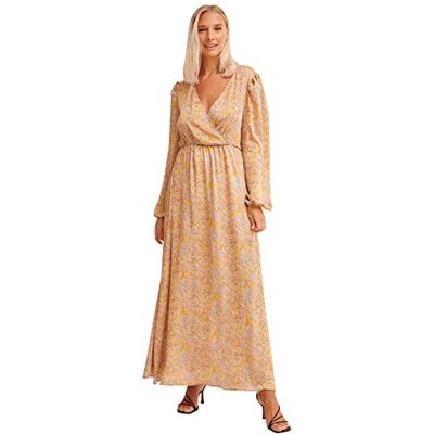 NA-KD Kvinnors ballongärm strukturerad maxiklänning ledig, Pastellblomma, 34 SE NA-KD Kvinnors ballongärm strukturerad maxiklänning ledig, Pastellblomma, 34 SE