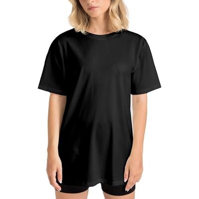 Aruki damers överdimensionerade pojkvän-t-shirt, casual rund hals lös kortärmad t-shirt, avslappnade toppar för att slappa, gym, träning och daglig komfort för aktiv vardagsträning nu – kolsvart – L Aruki damers överdimensionerade pojkvän-t-shirt, casual rund hals lös kortärmad t-shirt, avslappnade toppar för att slappa, gym, träning och daglig komfort för aktiv vardagsträning nu – kolsvart – L