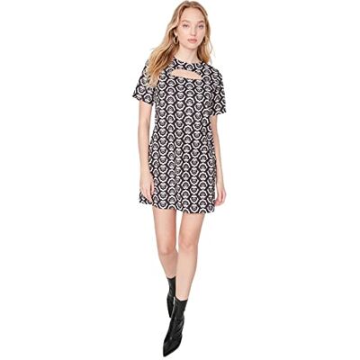 Trendyol Dam mini bodycon Rundhalsausschnitt gestrickt Kleid klänning dam, Svart, 36 Trendyol Dam mini bodycon Rundhalsausschnitt gestrickt Kleid klänning dam, Svart, 36