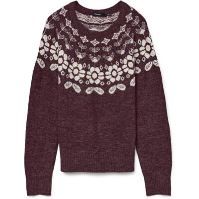 VERO MODA Vmsimone Ls Nordic tröja Ga Rep Boo, Vinprovning, XL VERO MODA Vmsimone Ls Nordic tröja Ga Rep Boo, Vinprovning, XL