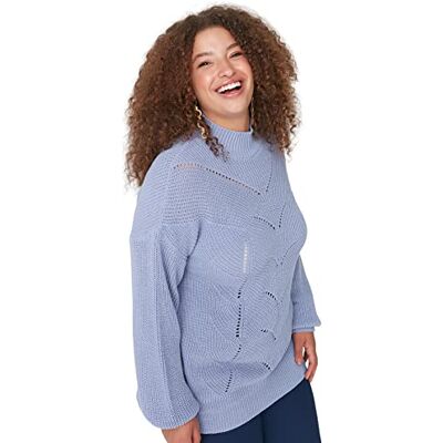 Trendyol Dam rund hals Ajouré normal plusstorlek tröja sweatshirt, Lila, XL, Lila, XL Trendyol Dam rund hals Ajouré normal plusstorlek tröja sweatshirt, Lila, XL, Lila, XL