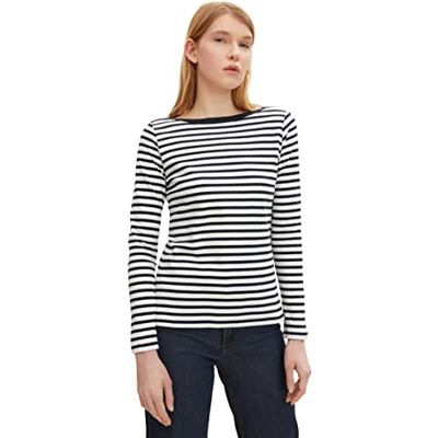 TOM TAILOR Denim Damer Långärmad med ränder 1023950, 25924 Navy White Stripe, XS TOM TAILOR Denim Damer Långärmad med ränder 1023950, 25924 Navy White Stripe, XS