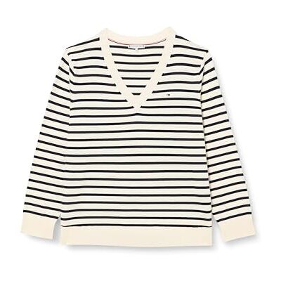 Tommy Hilfiger kvinnors CRV CO jersey söm V-NK tröja pullover tröja, elfenbensfärgad kronblad/Deseret Sky STP, 46, Elfenben kronblad/ökenhimmel Stp, 72 SE Tommy Hilfiger kvinnors CRV CO jersey söm V-NK tröja pullover tröja, elfenbensfärgad kronblad/Deseret Sky STP, 46, Elfenben kronblad/ökenhimmel Stp, 72 SE