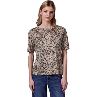 Street One Studio Grundläggande t-shirt med leo-mönster, Krämbrun, 36 Street One Studio Grundläggande t-shirt med leo-mönster, Krämbrun, 36