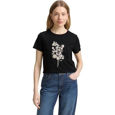 TOM TAILOR 1048307 T-shirt, 14482 djup svart, XXS dam, 14482 djup svart, XXS TOM TAILOR 1048307 T-shirt, 14482 djup svart, XXS dam, 14482 djup svart, XXS
