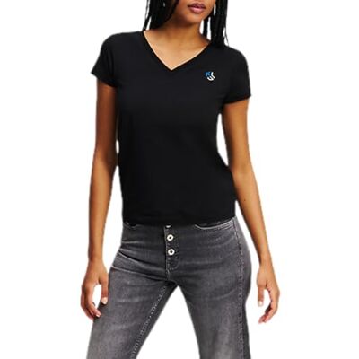 KARL LAGERFELD JEANS , Dam, Slim Kortärm VHals, Slim Fit, Svart, L KARL LAGERFELD JEANS , Dam, Slim Kortärm VHals, Slim Fit, Svart, L