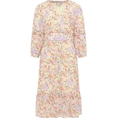 caneva Midiklänning för kvinnor med blommigt tryck, Ull vit flerfärgad, XL caneva Midiklänning för kvinnor med blommigt tryck, Ull vit flerfärgad, XL