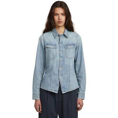 G-STAR Kick Slim Shirt ls wmn, Flerfärgad (Sun Faded Pacific Blue D27925-d539-h466), S G-STAR Kick Slim Shirt ls wmn, Flerfärgad (Sun Faded Pacific Blue D27925-d539-h466), S