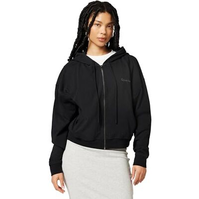 Calvin kvinnors hel dragkedja sweatshirt huvtröja LV00QS7599 sovtopp, svart (svart), L Calvin kvinnors hel dragkedja sweatshirt huvtröja LV00QS7599 sovtopp, svart (svart), L