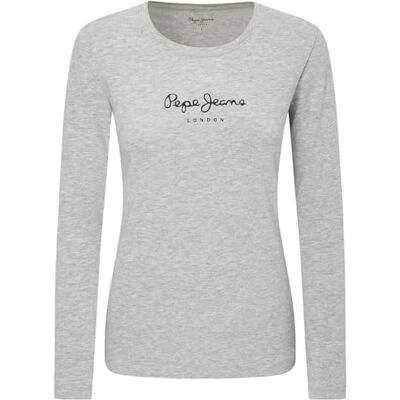 Pepe Jeans Damer New Virginia Ls T-shirt, Grå (grå marmor), L Pepe Jeans Damer New Virginia Ls T-shirt, Grå (grå marmor), L