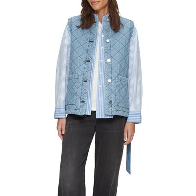 s.Oliver quiltad väst för kvinnor av denim – avslappnad för vardag och övergång, blå, 40 s.Oliver quiltad väst för kvinnor av denim – avslappnad för vardag och övergång, blå, 40