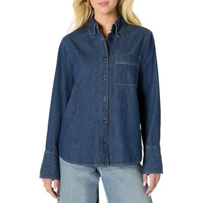 Amazon Essentials (Demi's Pick) Dam överdimensionerad passform denim button-down skjorta, Medium blå vintage, L Amazon Essentials (Demi's Pick) Dam överdimensionerad passform denim button-down skjorta, Medium blå vintage, L