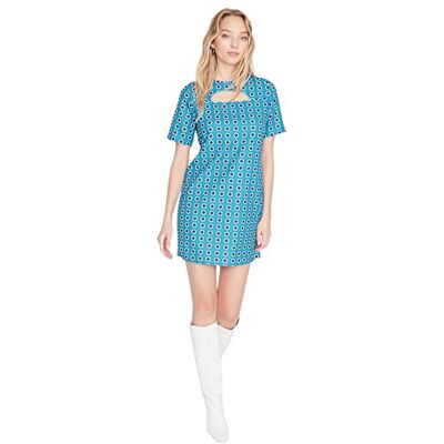 Trendyol Dam Mini Shift Regular Fit tyg klänning, Olja, 40 Trendyol Dam Mini Shift Regular Fit tyg klänning, Olja, 40