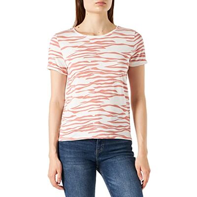 Naf Naf NAF Ozebra-t-shirt för kvinnor, Ecru/rosa, XS Naf Naf NAF Ozebra-t-shirt för kvinnor, Ecru/rosa, XS