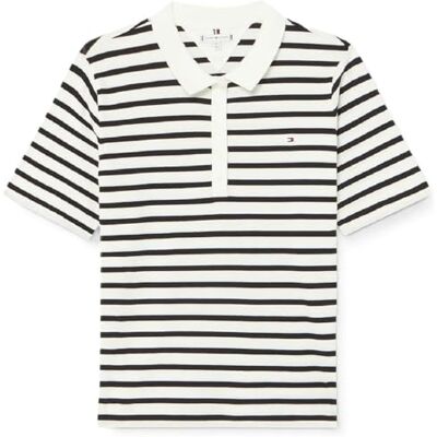 Tommy Hilfiger S/S-pikétröjor för kvinnor, Breton Ecru/Ökenhimmel, XXL stor tall Tommy Hilfiger S/S-pikétröjor för kvinnor, Breton Ecru/Ökenhimmel, XXL stor tall