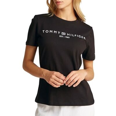 Tommy Hilfiger dam REG Corp Logo C-NK SS WW0WW40276, andra toppar, svart, S, svart (svart), S Tommy Hilfiger dam REG Corp Logo C-NK SS WW0WW40276, andra toppar, svart, S, svart (svart), S