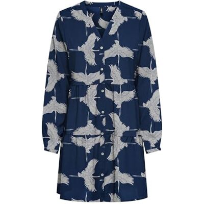 ONLY Onlnova Life Elite L/S Thea Button Dress, djup blå, S Dam, Blått djup, S ONLY Onlnova Life Elite L/S Thea Button Dress, djup blå, S Dam, Blått djup, S