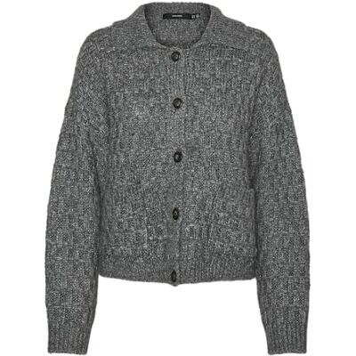 VERO MODA VMCARLIE LS Polo Neck Cardigan GA, Medium grå melerad, L VERO MODA VMCARLIE LS Polo Neck Cardigan GA, Medium grå melerad, L