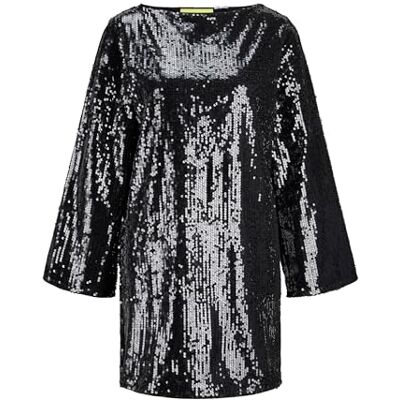 JACK & JONES Jxizzy Sequin Ls Dress WVN, svart, XL JACK & JONES Jxizzy Sequin Ls Dress WVN, svart, XL