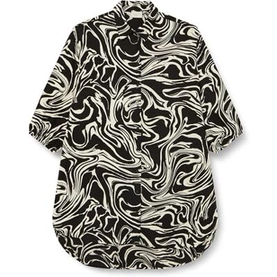 Kaffe Curve Plusstorlek damtröja tunic mellanlängd 3/4 ärmar tryckta, Svart/vit grafisk färg, 40 stor Kaffe Curve Plusstorlek damtröja tunic mellanlängd 3/4 ärmar tryckta, Svart/vit grafisk färg, 40 stor