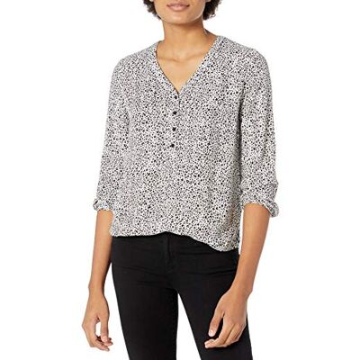 Amazon Essentials Women's Popover-skjorta med knapp och trekvartsärmar, Svart Vit Djurtryck, XS Amazon Essentials Women's Popover-skjorta med knapp och trekvartsärmar, Svart Vit Djurtryck, XS